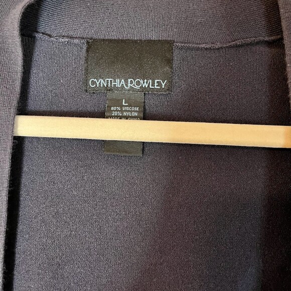 Cynthia Rowley Corpcore Business Casual Navy Blue Open Front Short Cardigan SZ L - Picture 3 of 3